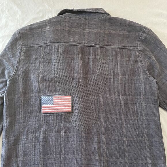 HARLEY DAVIDSON Plaid Button Front Shirt Flannel Patch American Flag - Picture 10 of 10